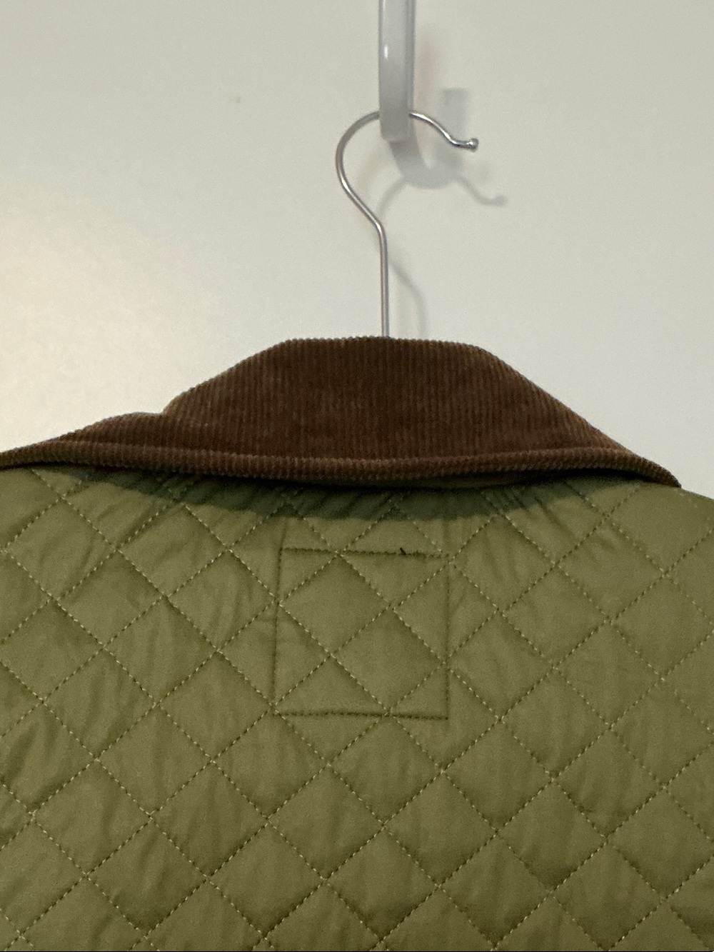 bagatelle Olive Quilted Bomber Jacket with Brown Corduroy Collar - Picture 9 of 11